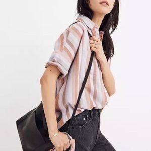 Madewell Flannel Courier Shirt In Sunrise Stripe Size XS